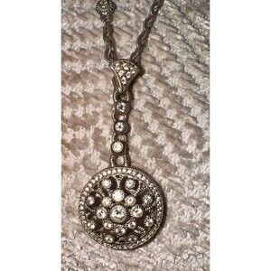 Judith Ripka sterling Silver round Diamonique Pendant Necklace 18” chain